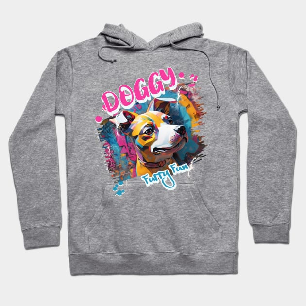 Graffiti-inspired portraiture Dog Hoodie by Moonlight Forge Studio